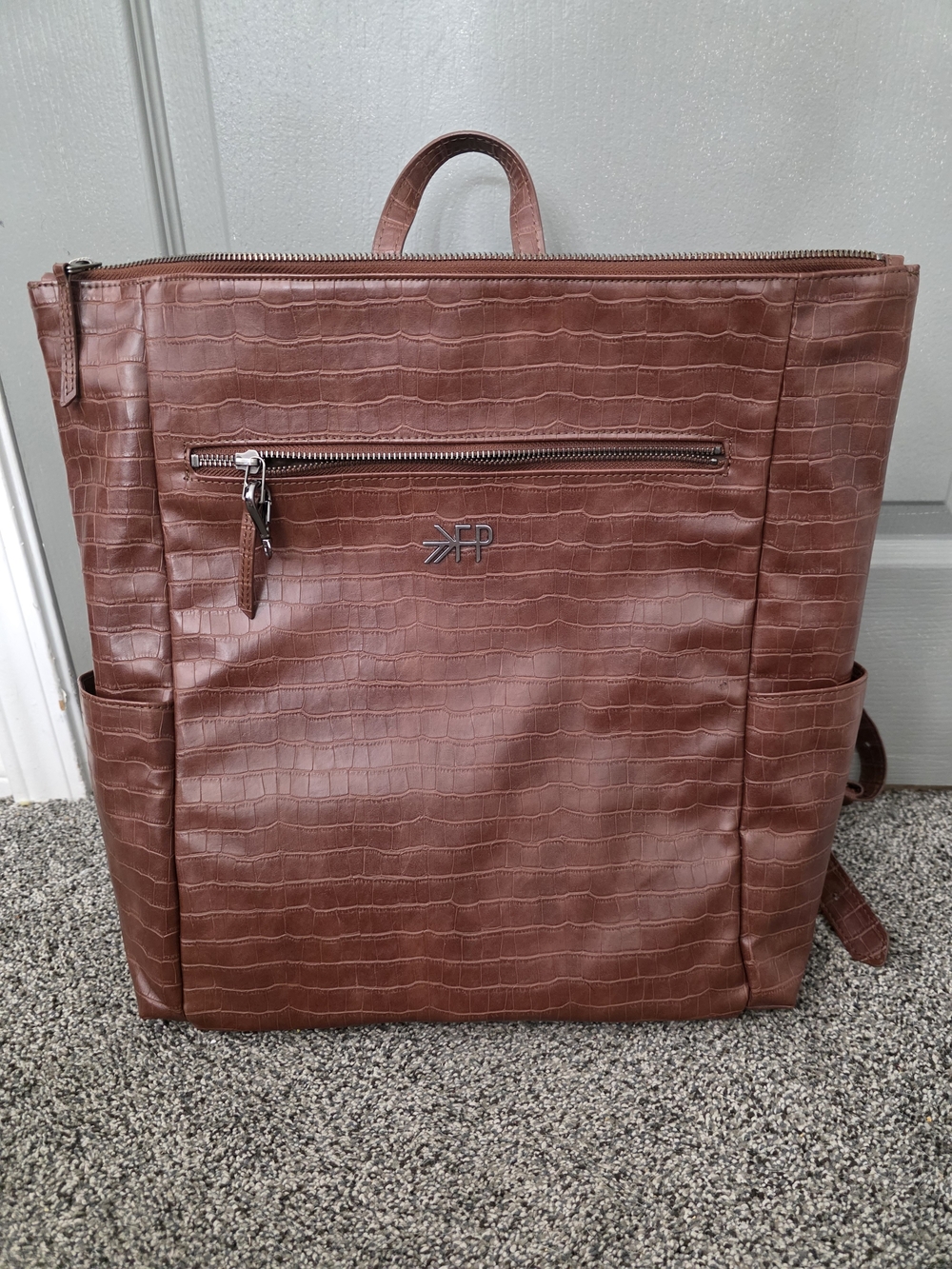 Freshly Picked Croc-Embossed Brown Backpack/diaperbag